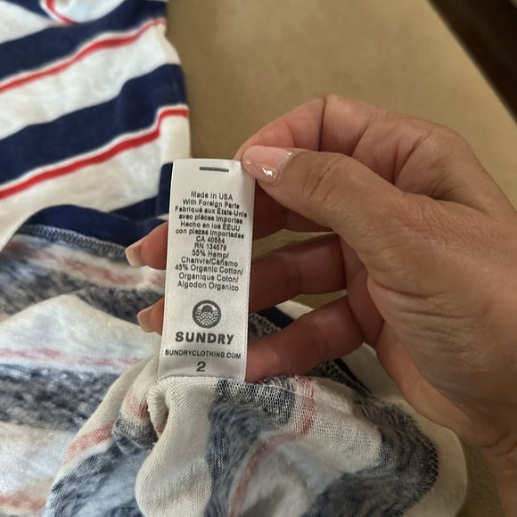 Sundry Striped Navy and Red T-Shirt M - Picture 8 of 10